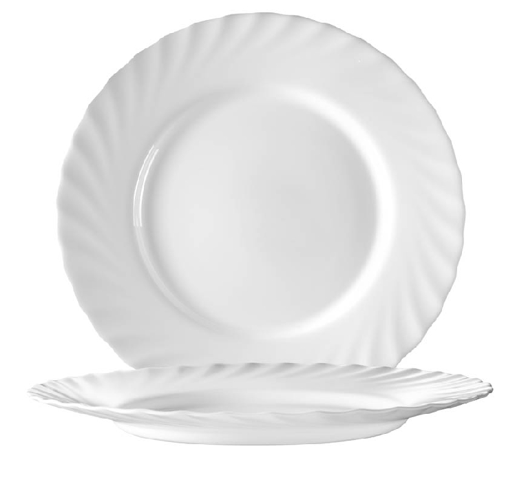 Speiseteller Ø: 24,5 cm aus Hartglas - Form Trianon uni weiß - ARCOPAL