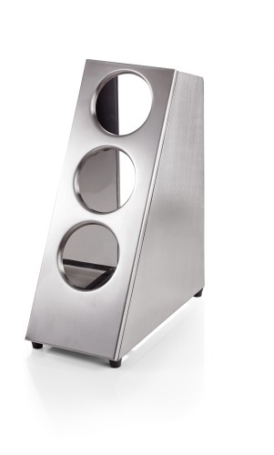 Besteckbehälter. für 3 Besteckköcher. Chromnickelstahl. mit rutschhemmenden Füßen. Maße: