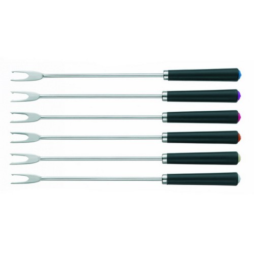 Kela Fonduegabeln Morena Edelstahl 6tlg mit schwarzem Kunststoffgriff 24,5cm