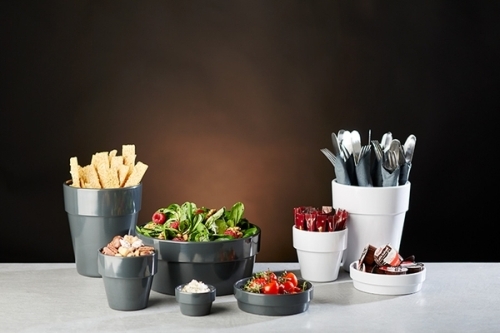 Schale -FLOWER POT- Ø 6 cm, H: 3,5 cm Melamin, weiß 0,04 Liter spülmaschinengeeignet stapelbar nicht mikrowellengeeignet