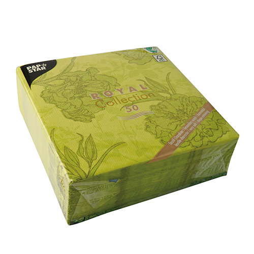 50 Servietten "ROYAL Collection" 1/4-Falz 40 cm x 40 cm grün "Thalia" von PAPSTAR