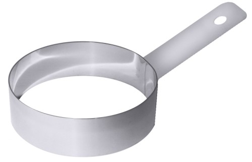 Eier-/Omelettering aus Edelstahl 18/10 Durchmesser: 12,5 cm, Höhe: 2,5 cm, Stiellänge: 11 cm