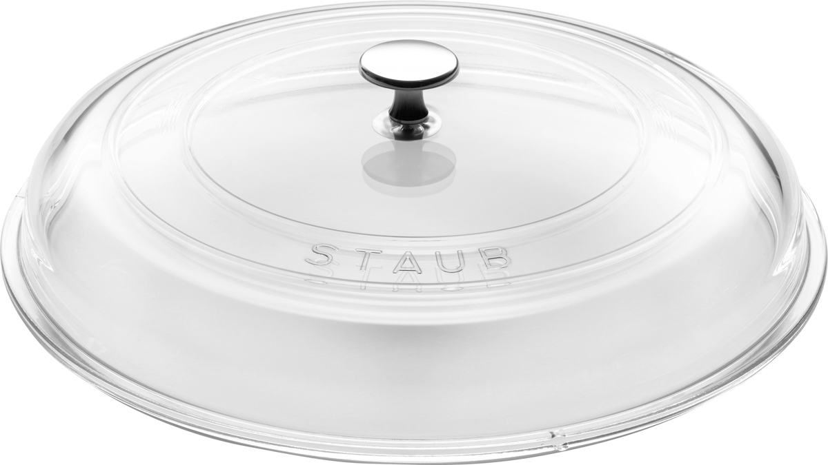 Gewölbter Glasdeckel, 30 cm, rund, Glas, Transparent, Serie: (no series Staub). Marke: Staub