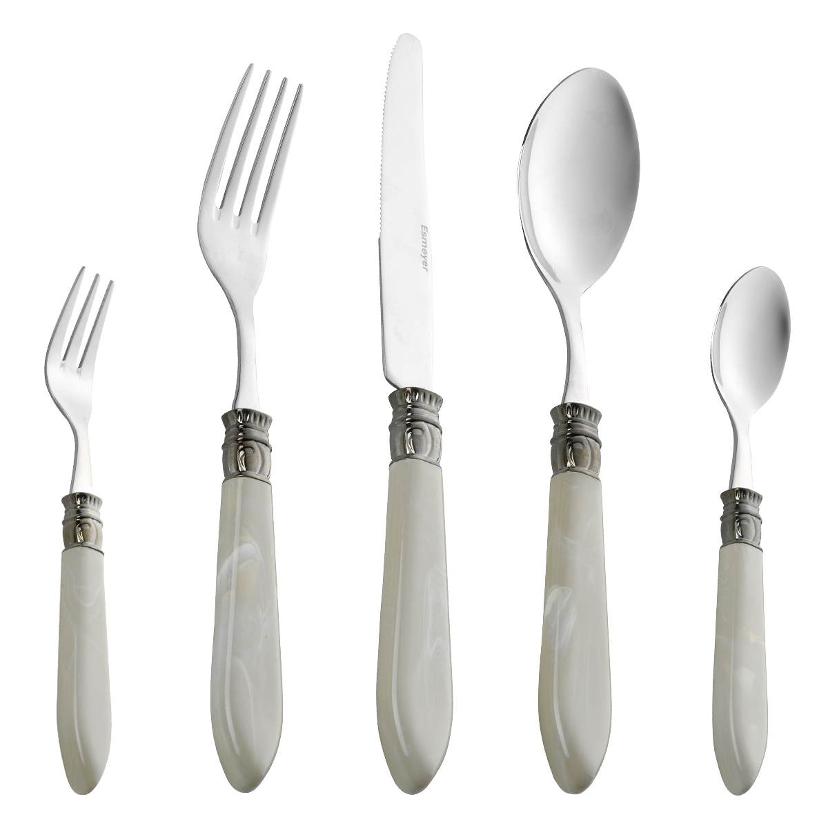 30-teiliges Besteck HELENA, creme aus Edelstahl 18/10, poliert. Messer aus Klingenstahl.