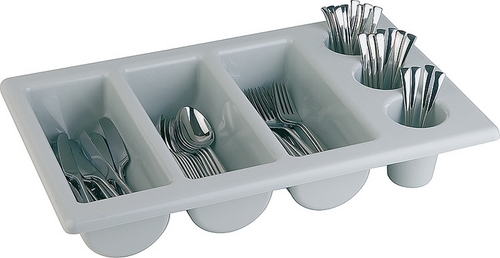 GN 1/1 Besteckkasten 53 x 32,5 cm, H: 10 cm Polypropylen, grau spülmaschinengeeignet stapelbar