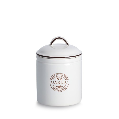 Vorratsdose "Garlic", 880 ml, Keramik, weiß / Maße: Ø 12x17,5 cm