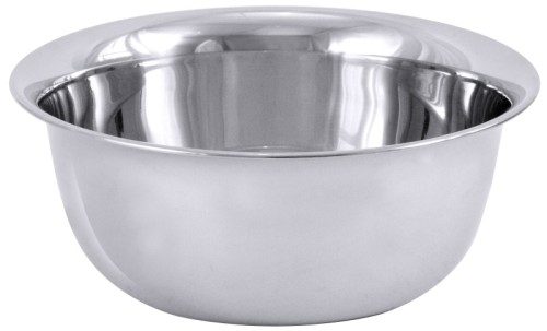 Schüssel bauchige Form, aus Edelstahl 18/10, hochglänzend, mit gebördeltem, griffigem Rand, schwere Qualität Bodendurchmesser: 11,5 cm,