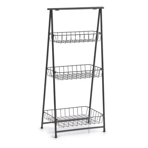 Standregal, Metall lackiert, 43x30x90 cm. Farbe: schwarz. Praktisch und im modernen Industrial-Design kommt dieses Standregal daher.