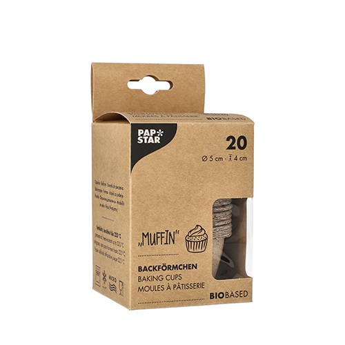 20 Muffins-Backförmchen rund Ø 5 cm · 4 cm natur aus Frischfaser und Kakaoschalen von PAPSTAR