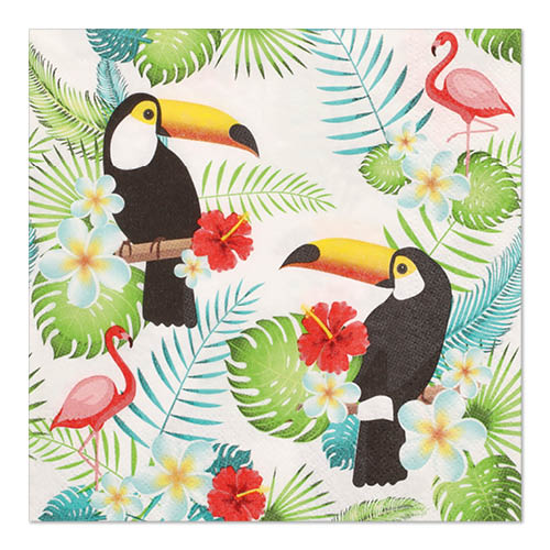 20 Servietten, 3-lagig 1/4-Falz 33 cm x 33 cm "Toucans" von PAPSTAR