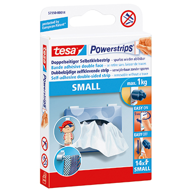 tesa® Klebepad Powerstrips® Small 14,5 x 33 mm (B x L) Klebemasse lösungsmittelfrei weiß 14 St./Pack.