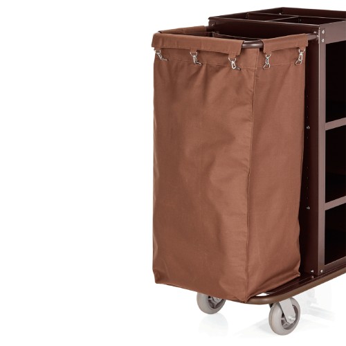 Ersatzwäschesack. 2 schwenkbare Rollen à Ø 15 cm mit Feststeller und 2 Bockrollen,3 Etagen, davon 2 höhenverstellbar, aufsatzrahmen mit 3