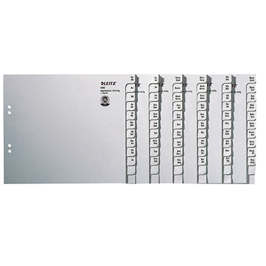 Leitz Registerserie DIN A4, Überbreite A-Z Tauenpapier, recycelt grau 600 Registerblätter