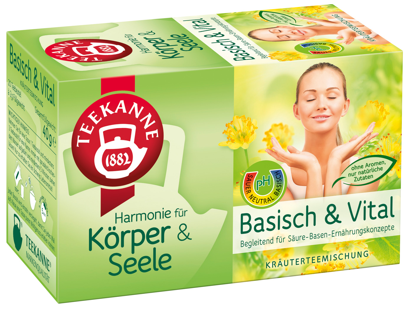 Teekanne Basisch  Vital - stärkt den Säure-Basen-Haushalt Inahlt: 20 Beutel