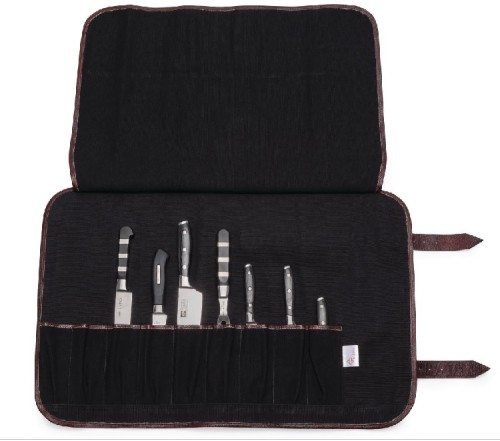 Boldric Messertasche aus schwarzem Segeltuch 6 Fächer