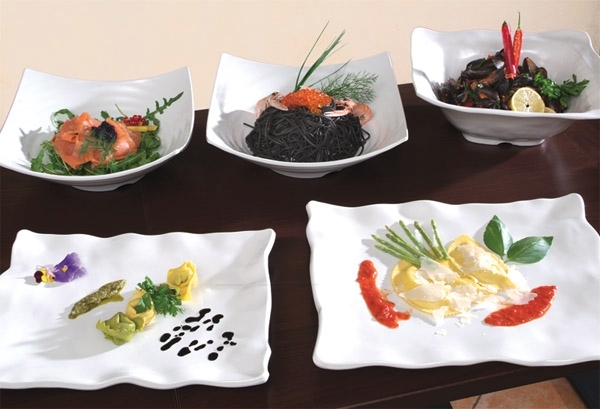 Schale -GLOBAL BUFFET- 40 x 40 cm, H: 13,5 cm Melamin, weiß, 5 Liter spülmaschinengeeignet stapelbar nicht