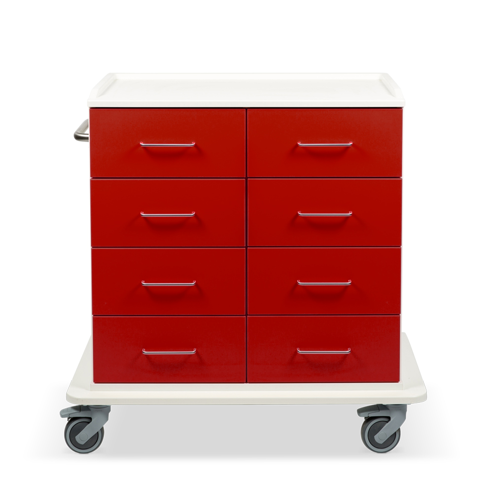 ETHERNASOLID® MULTICART Multifunktionswagen T23 mit 8 Schubladen und Schiebegriff, rot