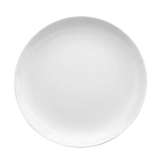 Teller flach coup 26 cm - Form: Universo - weiss, - aus Porzellan. Hersteller: Eschenbach. "Made in, Germany".