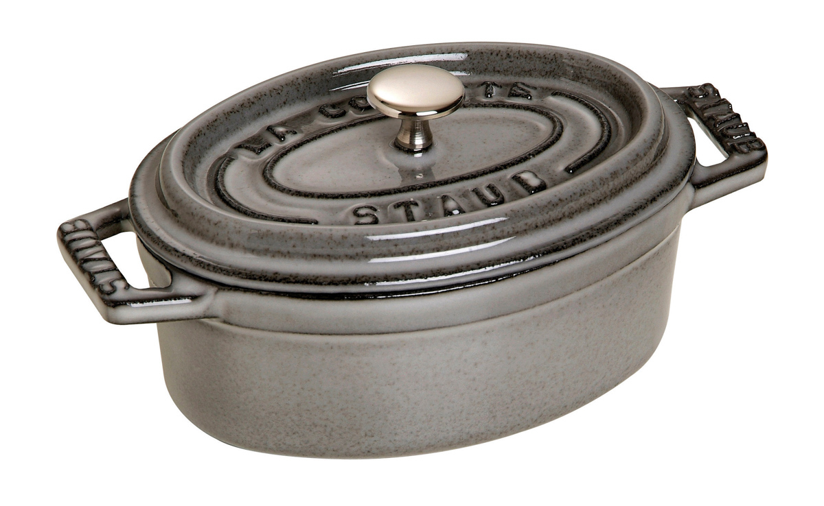 Mini Cocotte, 11 cm, Graphit-Grau, oval, Gusseisen, Serie: La Cocotte. Marke: Staub