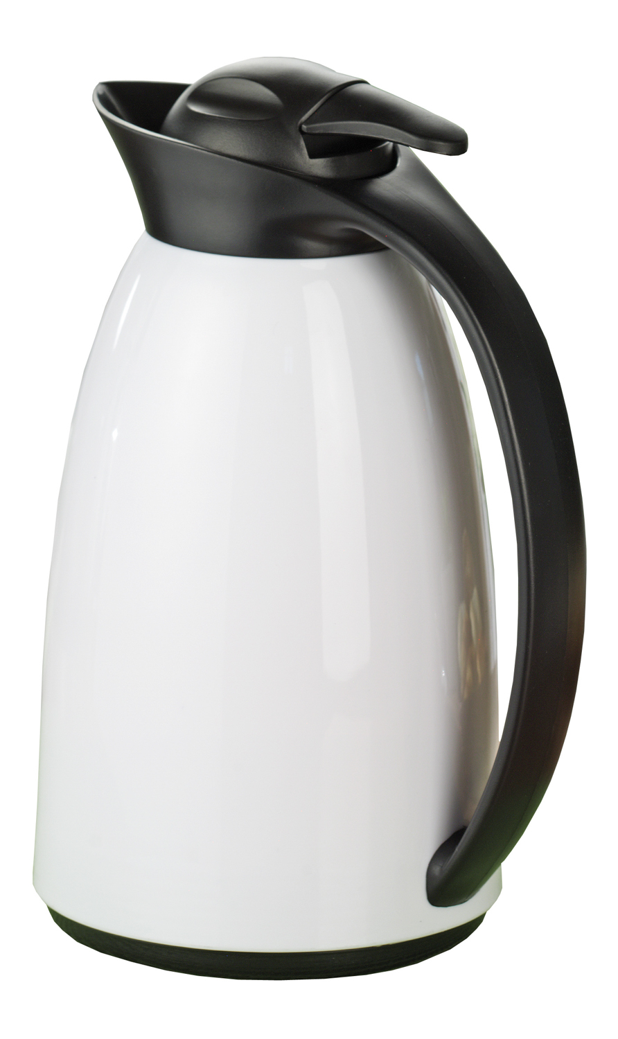 Isolierkanne LOFT, Inhalt: 1,0 Liter, Farbe: weiß, Höhe: ca. 235 mm, mit Glaseinsatz und Einhandbedienung.