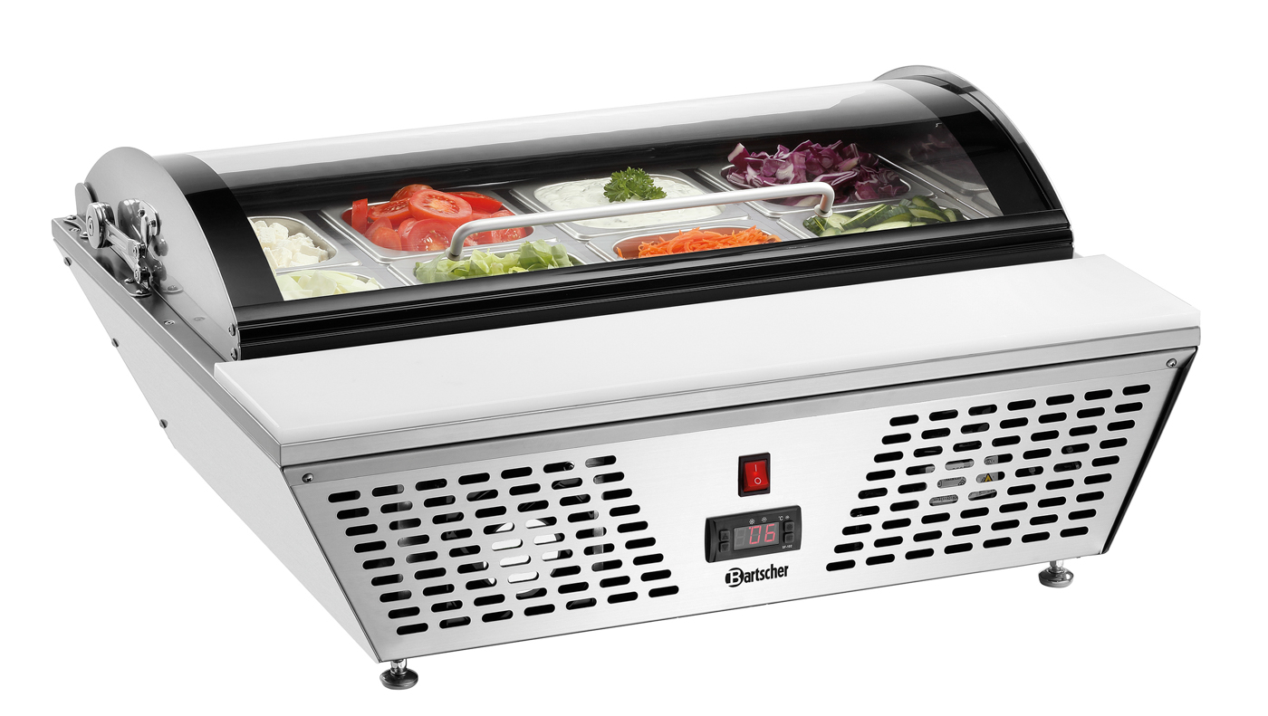 Bartscher Kühlvitrine 67L | Art der Verglasung: Doppel-Verglasung | Maße: 76,5 x 61 x 330 cm. Gewicht: 25,7 kg