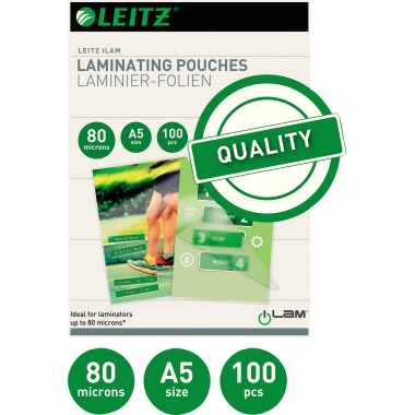 Leitz Laminierfolientasche 216 x 154 mm (B x H) DIN A5 80µm glänzend 100 St./Pack.