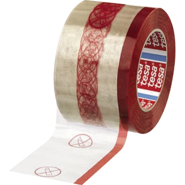tesa® Packband Fingerlift 50 mm x 66 m (B x L) Polypropylen transparent/rot, Maße: 50 mm x 66 m (B x L), Dicke der