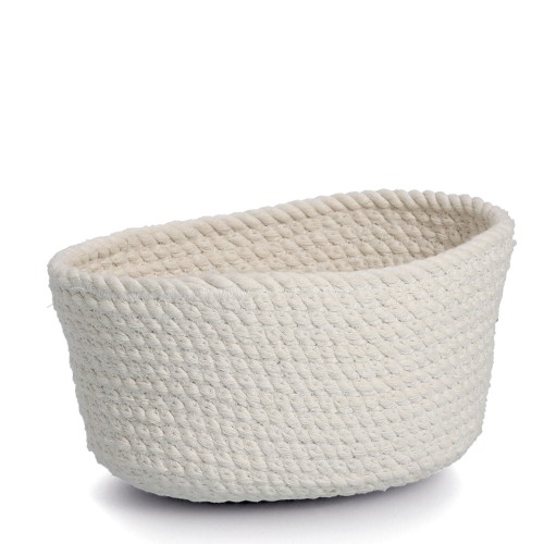 Aufbewahrungskorb-Set, 3-tlg., Baumwolle, weiß. Länge: 250 mm. Breite: 170 mm. Höhe: 130 mm