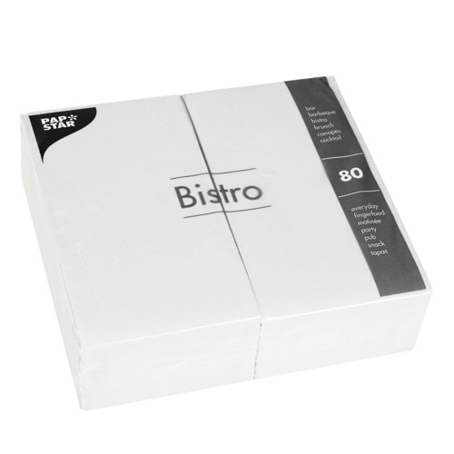 PAPSTAR 80 Servietten, 2-lagig 1/6-Falz 40 cm x 32 cm weiss