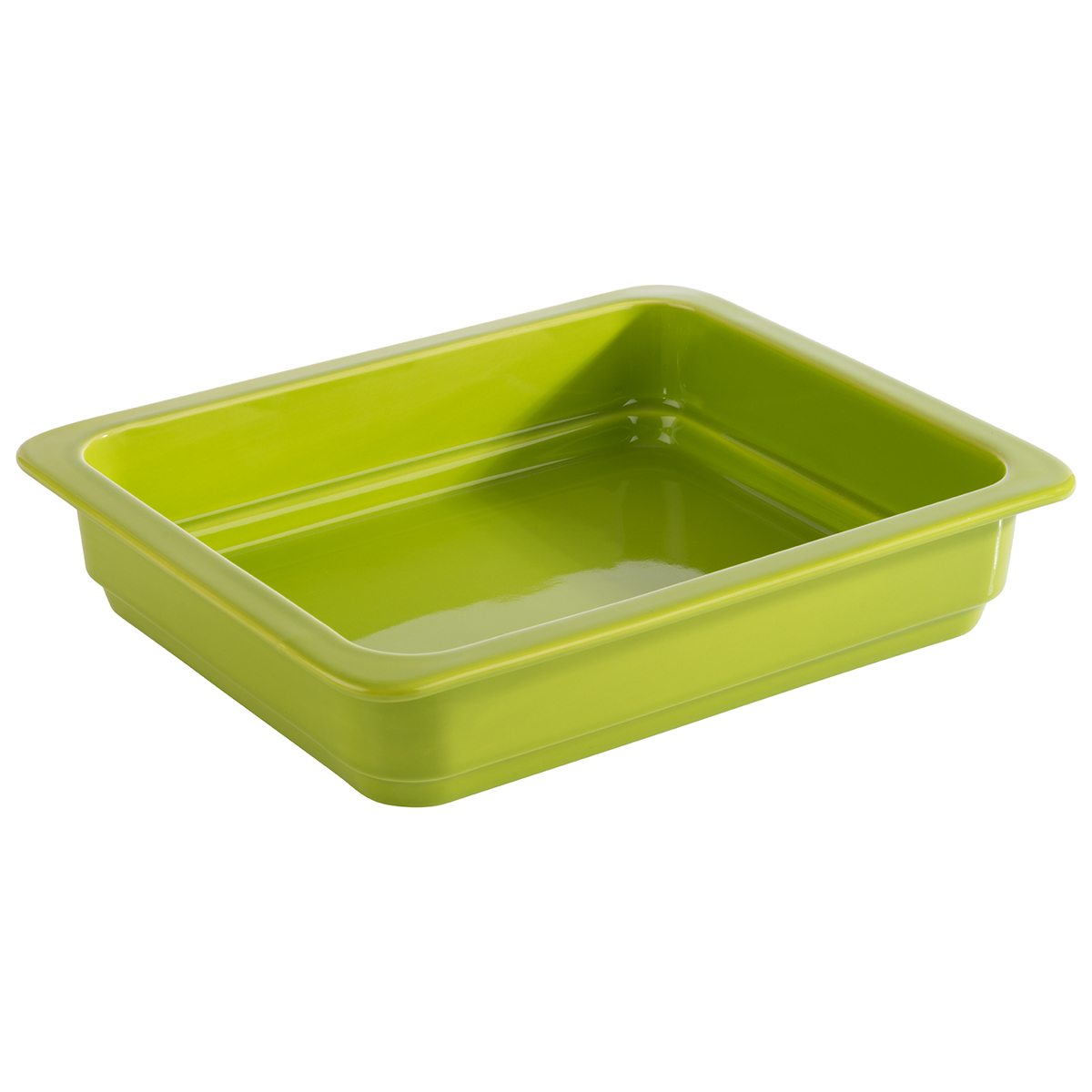 GN 1/2 Behälter, 32,5 x 26,5 cm, H: 6 cm, Porzellan, grün, hitzebeständig bis 220°C, 3,4 Liter