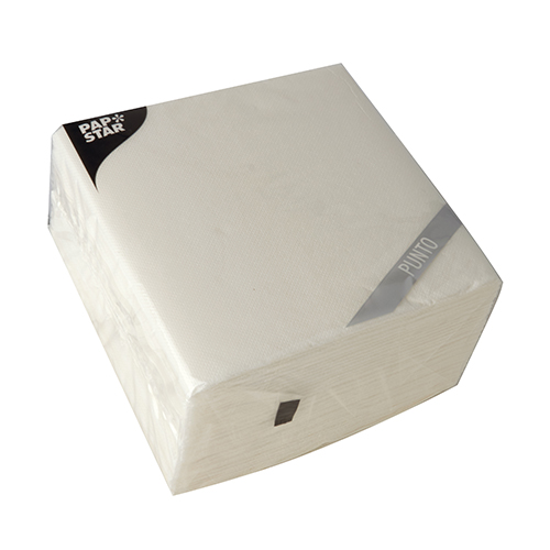 40 Servietten, 2-lagig "PUNTO" 1/4-Falz 33 cm x 33 cm weiss mikrogeprägt von PAPSTAR