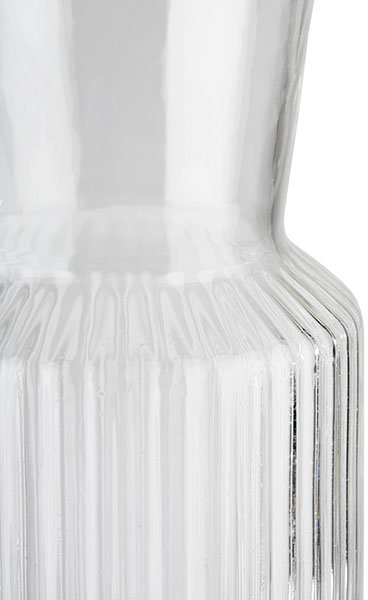 Glaskaraffe -LINES- Ø 8 cm, H: 27 cm, 0,9 Liter Glas, Deckel aus Kork spülmaschinengeeignet zerbrechlich Farbe: Transparent