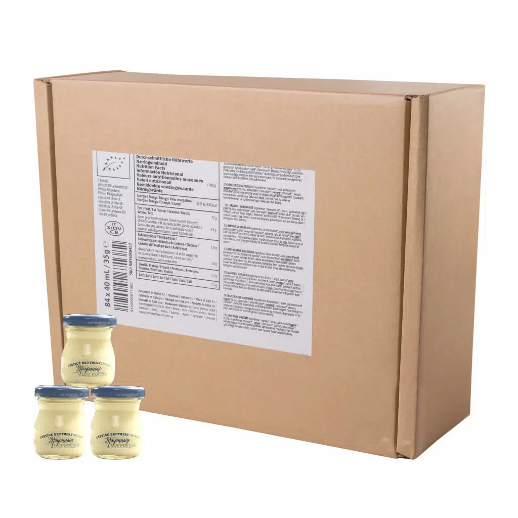 Minigläser Bio Mayo 84 Stück a 40ml, Glutenfrei, Zucker- und Salzreduziert