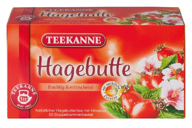 Teekanne Hagebutte - fruchtig und erfrischend Glasportion ohne Einzelumhüllung Inhalt: 50 Beutel