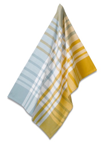 Kela Geschirrtuch Svea aus 100% Baumwolle, currygelb/frostblau, ca. 700mm x 500mm (L x B)