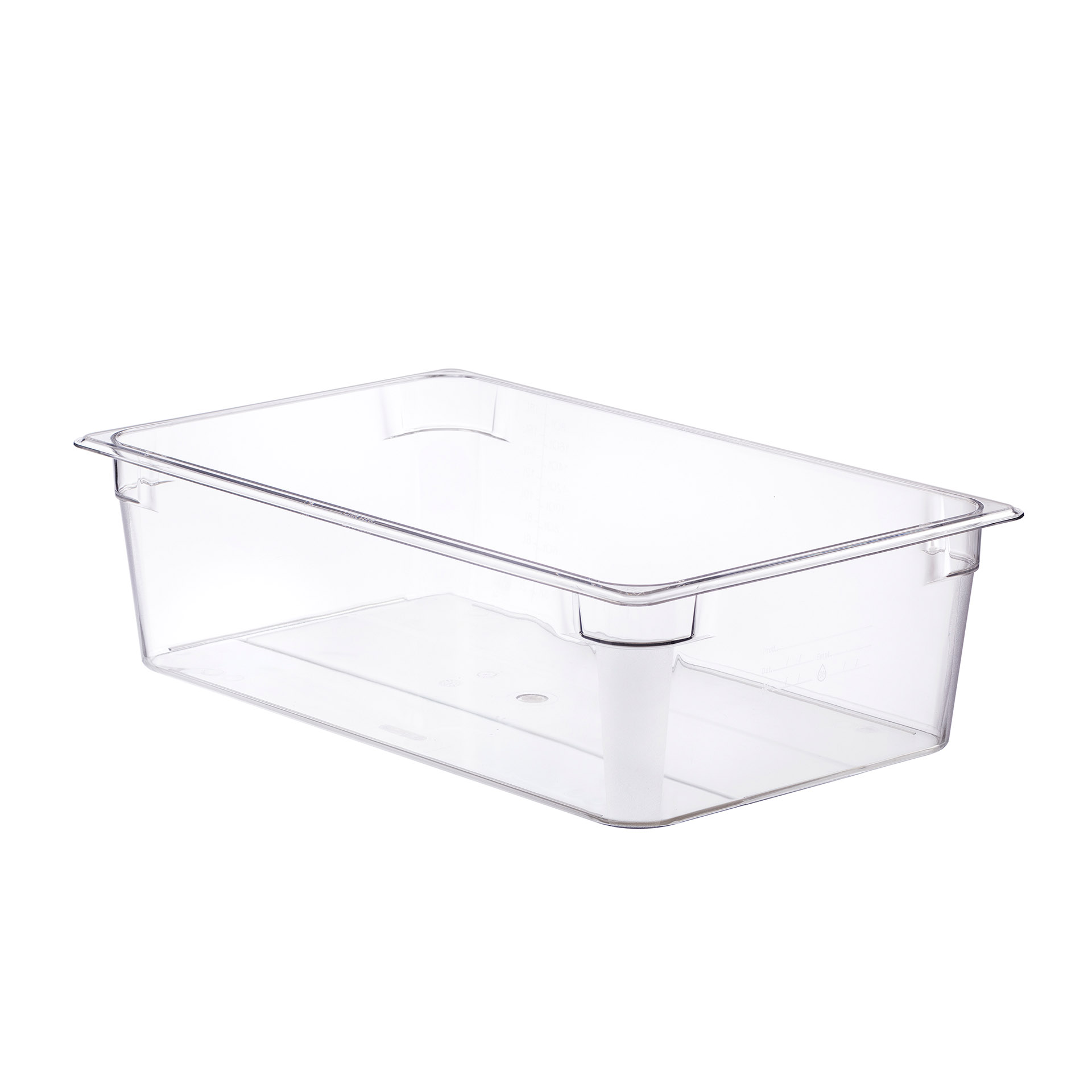 ARAVEN Basic Behälter GN 1/1 150mm Höhe und 20 Liter Fassungsvermögen aus Polycarbonat, durchsichtig