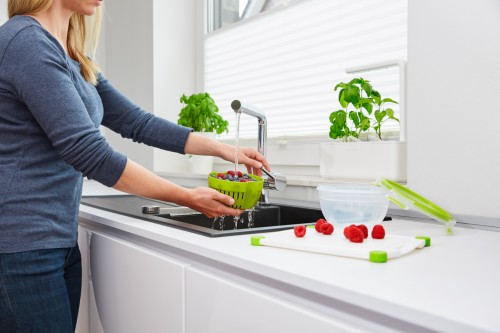 EMSA CLIP & GO Fruit Bowl Frischhaltedose (1,1L, Siebeinsatz für länger anhaltende Frisch, luftdichter Clips-Verschluss, 100 % dicht,