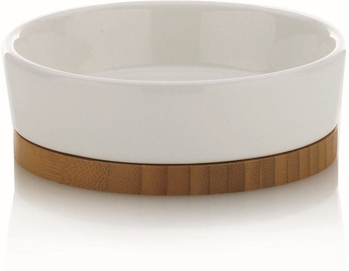 Kela Seifenschale Natura Keramik weiß Bambus 4cm 12cmØ Edler Chic: ovale Seifenschale NATURA aus weiß glänzender Keramik und Bambus. Die