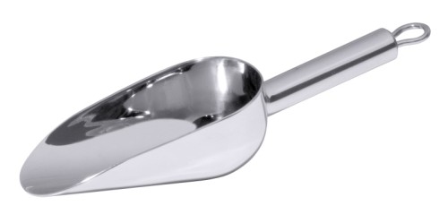 Eis-/Mehrzweckschaufel aus Edelstahl 18/10, hochglänzend, fugenlose Verbindung von Schaufel und Hohlgriff, mit Aufhängeöse, extra