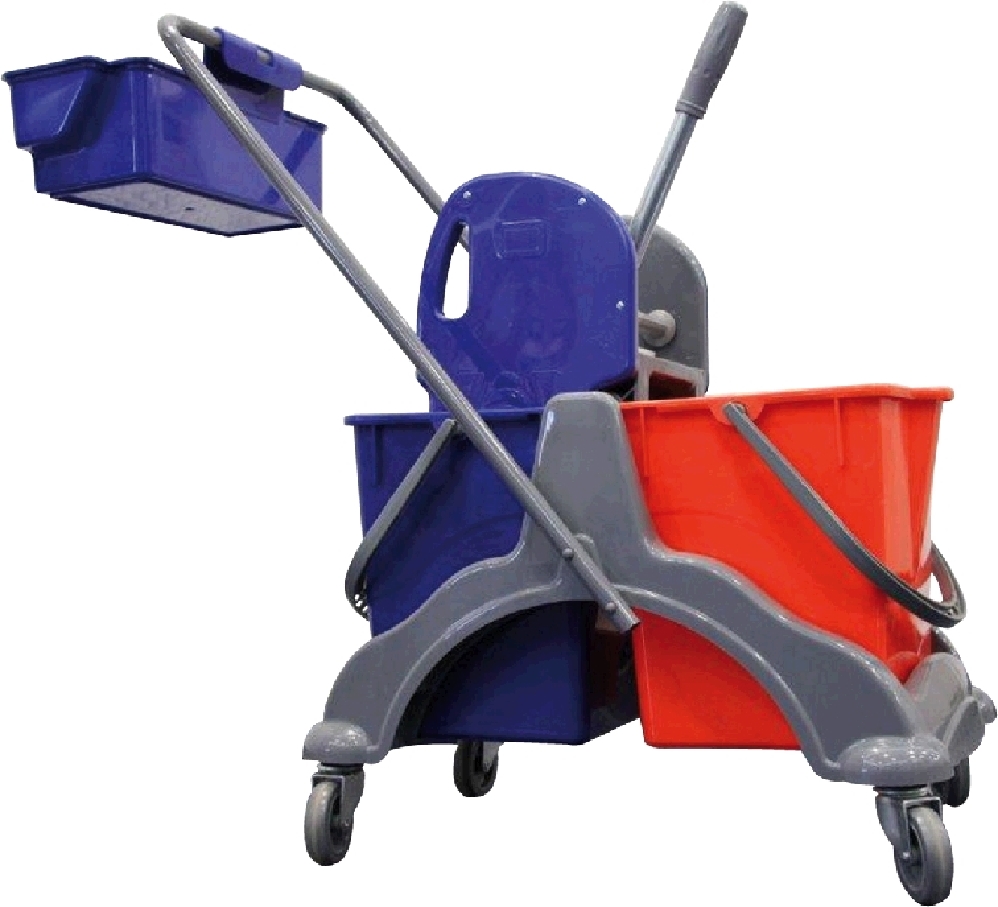 Profi-Doppelfahrputzwagen aus Kunststoff, Maß: 580 x 400 x 840 mm (L x B x H).