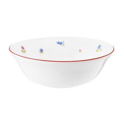 Seltmann Schüssel rund 18 cm, rund, Form: Community, Dekor: 57388 Streublume rote Linie, hohe Kantenschlagfestigkeit, Made in Germany