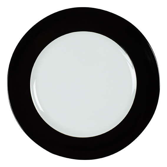 Teller flach 31,5 cm - Form: Table Selection -, Dekor 79920 schwarz - aus Porzellan. Hersteller:, Eschenbach. "Made in Germany".