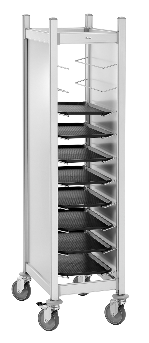 Bartscher Tablettwagen AT1000-GN | AnzahlEinschübe: 10 | Maße: 46 x 69 x 167,5 cm. Gewicht:21,6 kg