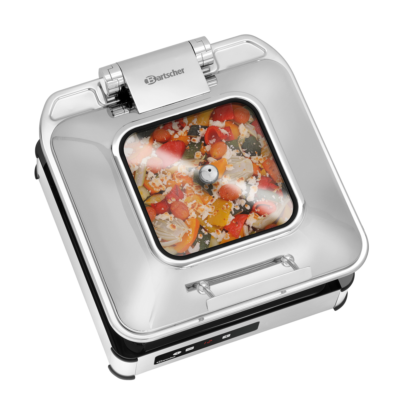 Bartscher Induktionswarmhalteplatte IW3 | Farbe:Schwarz ,Silber | Maße: 39,5 x 39,5 x 9,8 cm.Gewicht: 5,6 kg