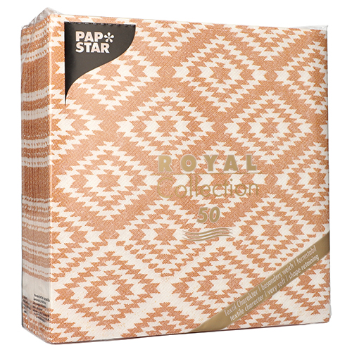 50 Servietten "ROYAL Collection" 1/4-Falz 40 cm x 40 cm terracotta "Ethnic Look" von PAPSTAR