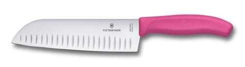Victorinox SwissClassic, Santokumesser, Kullenschliff, 17 cm, pink, Blister