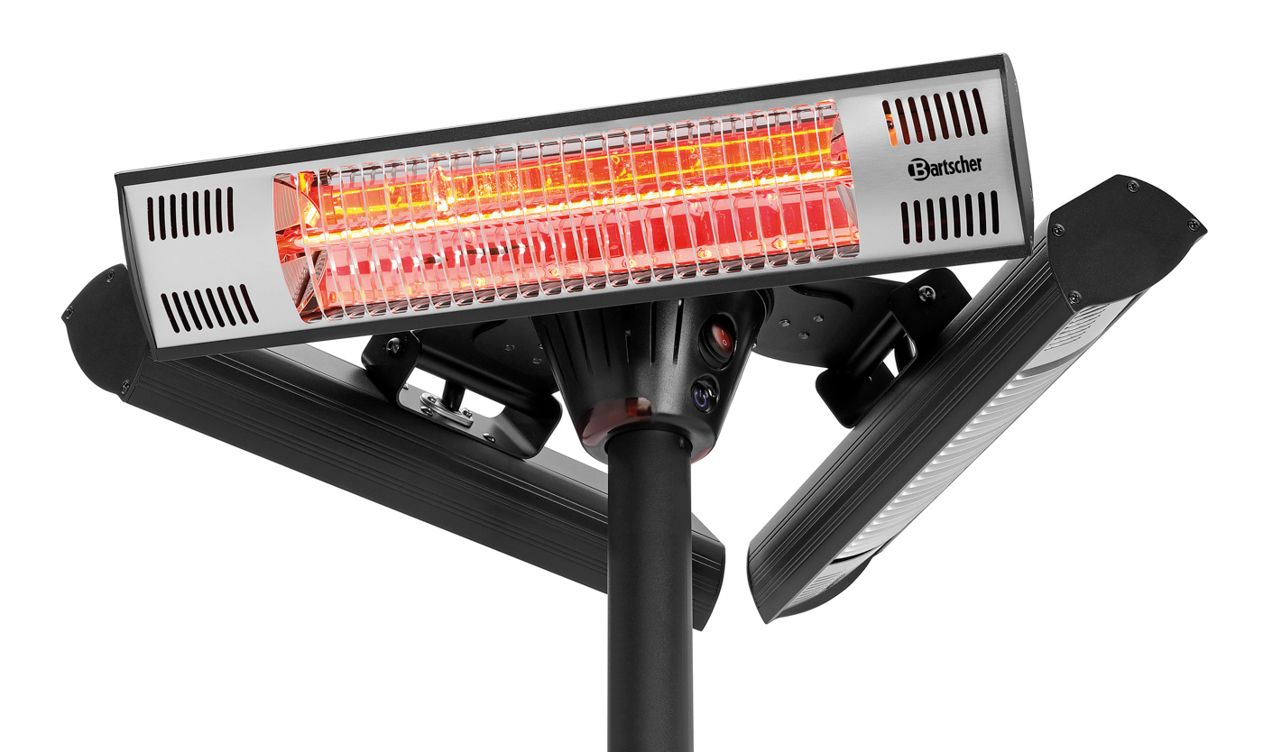 Bartscher Heizstrahler ST3000 3-E360 | Einsetzbarim: Außenbereich | Maße: 61 x 61 x 210,0 cm.Gewicht: 19,6 kg