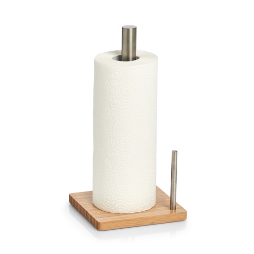 Küchenrollenhalter, Edelstahl/Bambus. Länge: 160 mm. Breite: 160 mm. Höhe: 328 mm