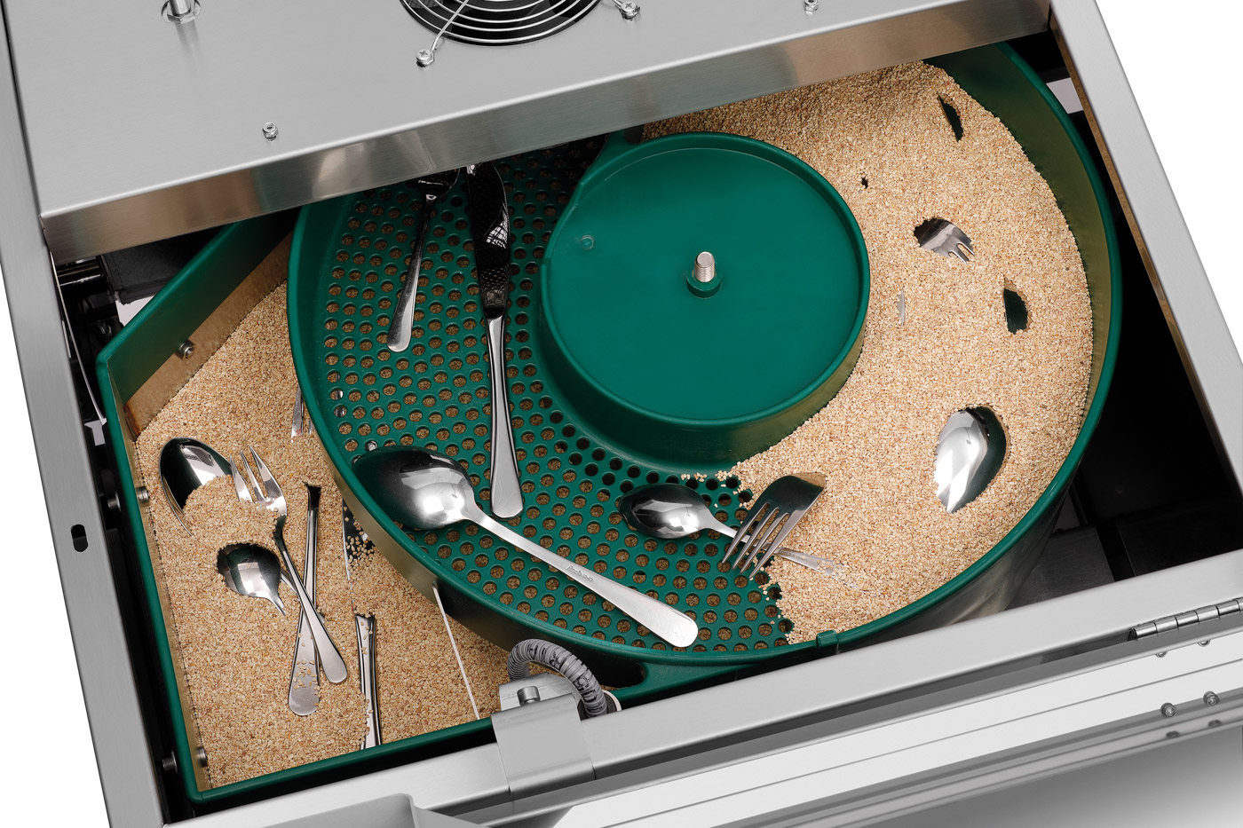 Bartscher Besteckpoliermaschine 3000/25 |Maximale Leistung: 3.000 Besteckteile pro Stunde| Maße: 58 x 56 x 41,0 cm. Gewicht: 40 kg