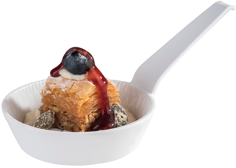 Schale -MINI- Ø 8,5 cm, H: 2,5 cm Melamin, weiß, 0,07 Liter Griff: 8 cm spülmaschinengeeignet stapelbar nicht